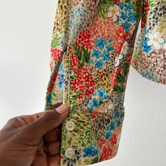 Meadows Heather Floral Cotton Frilly Ruffles Top Size 10 - Picture 11 of 15